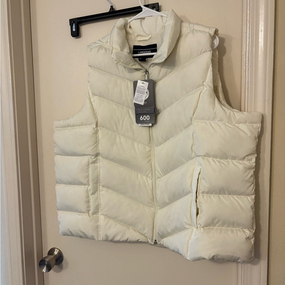 Lands' End Women's Cream Puffer Vest size 2XL new nwt